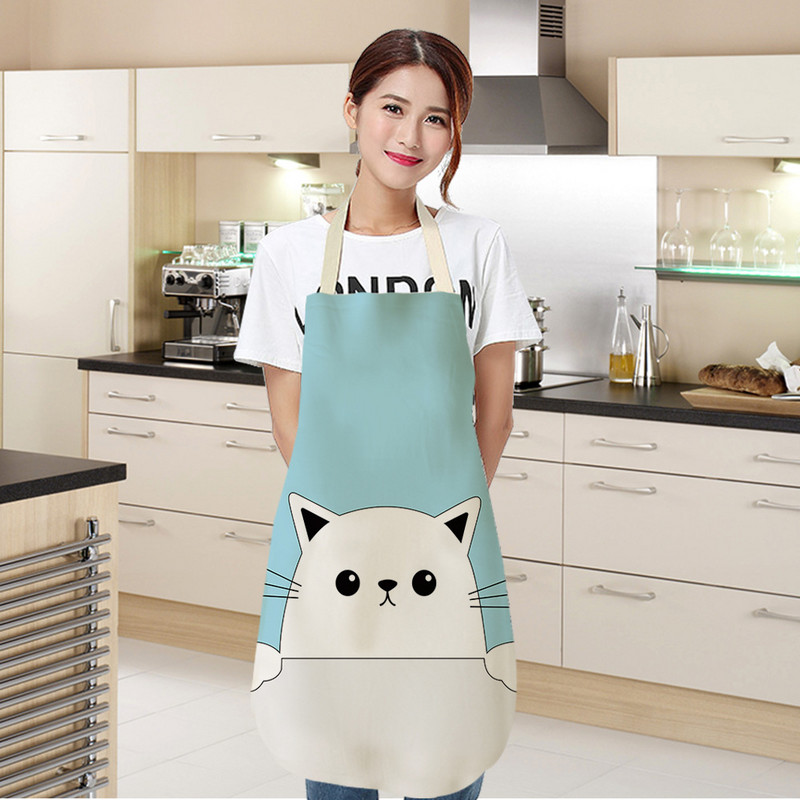 Armas mustvalge kass Prinditud linane põll naistele Mehed Lapsed Lapsed Multifilm Loomade küpsetamine Toiduvalmistamise tarvikud Mandill