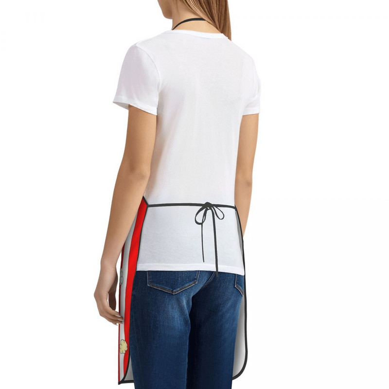 Pielāgots priekšautiņš, sarkans un balts svītrains ar popkorna priekšautu vīriešiem sievietēm unisex pieaugušajiem šefpavāra gatavošana virtuves galda virtuves cepšana