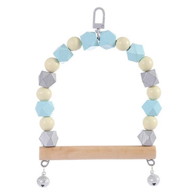 Q6PE Papagaiļa šūpoles putns, košļājams, stāvošs koka asaris, piekārts mazo putnu būrīša rotaļlieta