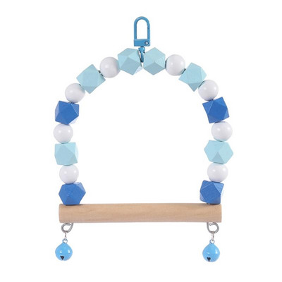 Q6PE Papagaiļa šūpoles putns, košļājams, stāvošs koka asaris, piekārts mazo putnu būrīša rotaļlieta