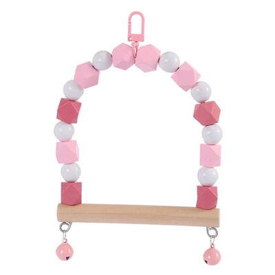 Q6PE Papagaiļa šūpoles putns, košļājams, stāvošs koka asaris, piekārts mazo putnu būrīša rotaļlieta