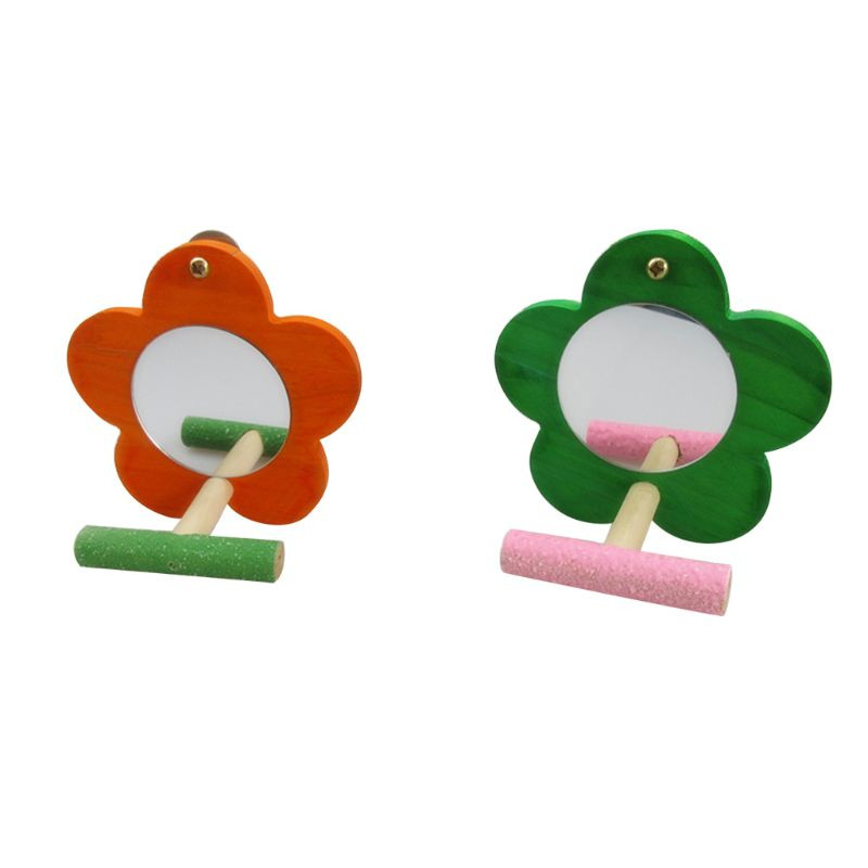 Putnu spogulis ar asari dabīgo papagaiļu statīvu Kanāriju salu kakadu krāsains zieds