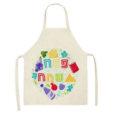 Sešstūra ziedi Pasā Lina priekšauts ebreju pavasara brīvdienu virtuves galds, traipu izturīgs, dekoratīvs priekšautiņus mājas ballīšu dekors