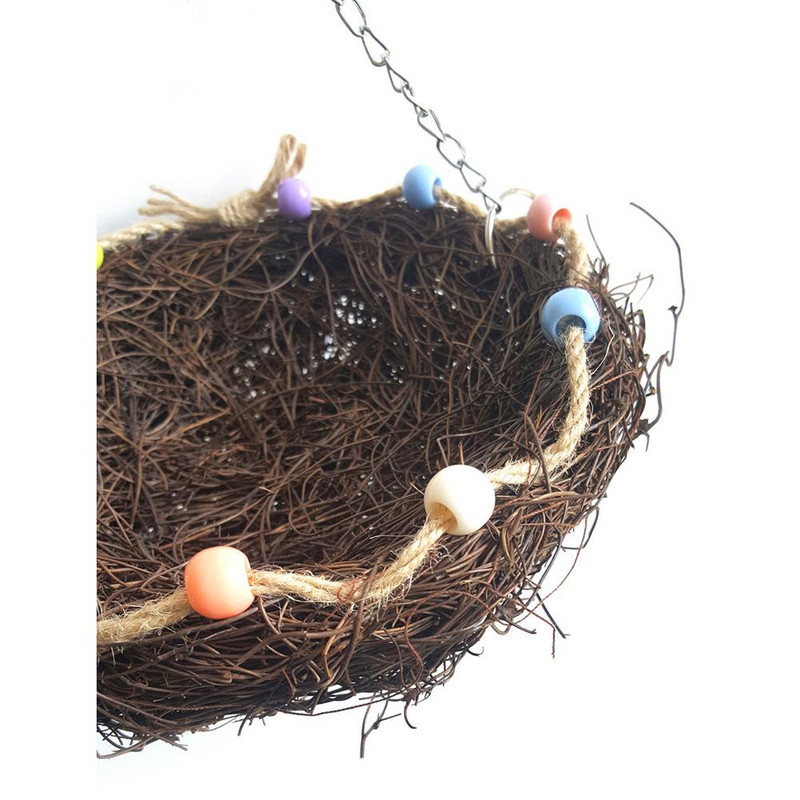 Papagaiļa putnu dabīgā rotangpalmas ligzda iekarināms šūpoles būris asari rotaļlietas mājdzīvnieku piederumi maziem vidēji lieliem putniem