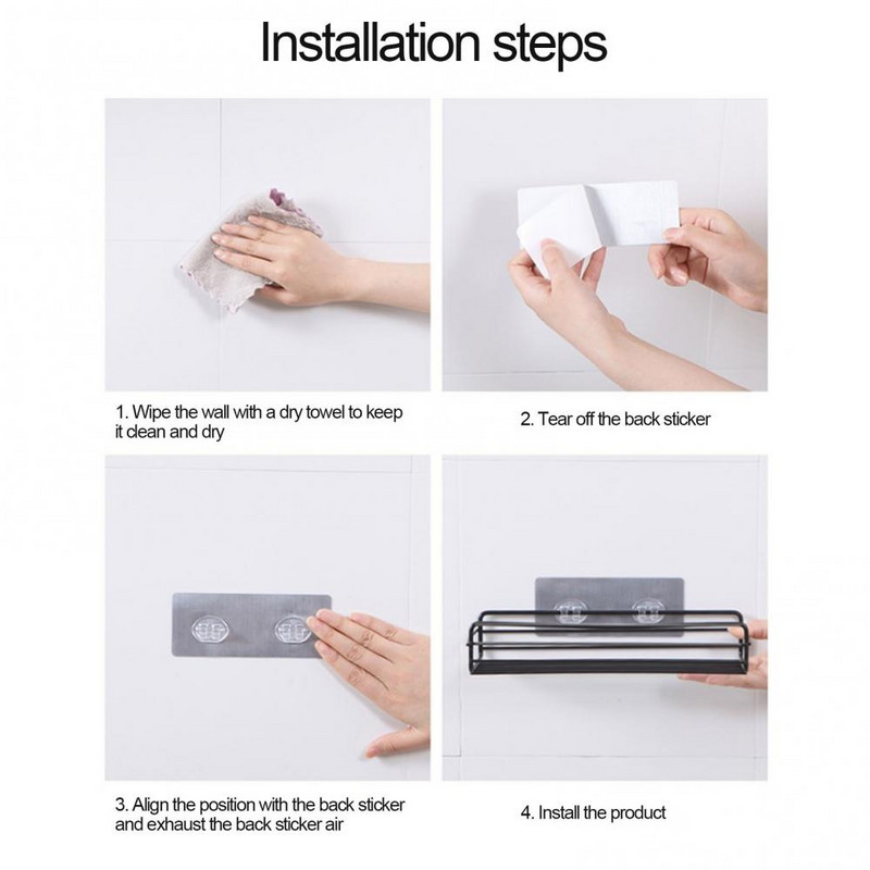 Σιδερένιο επιτοίχιο αυτοκόλλητο αξεσουάρ ράφι ράφι κουζίνας μπάνιου