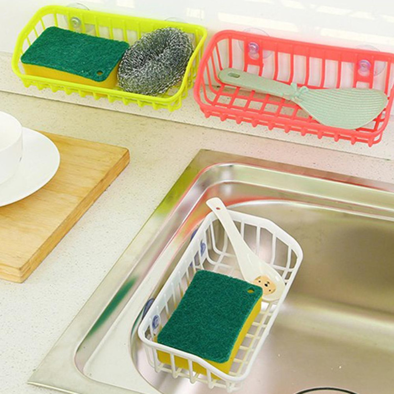 Vienkāršs izlietnes notekas grozs virtuves plaukts ar piesūcekni Vannas istabas plaukts Mājas apdares organizators Virtuves sīkrīki