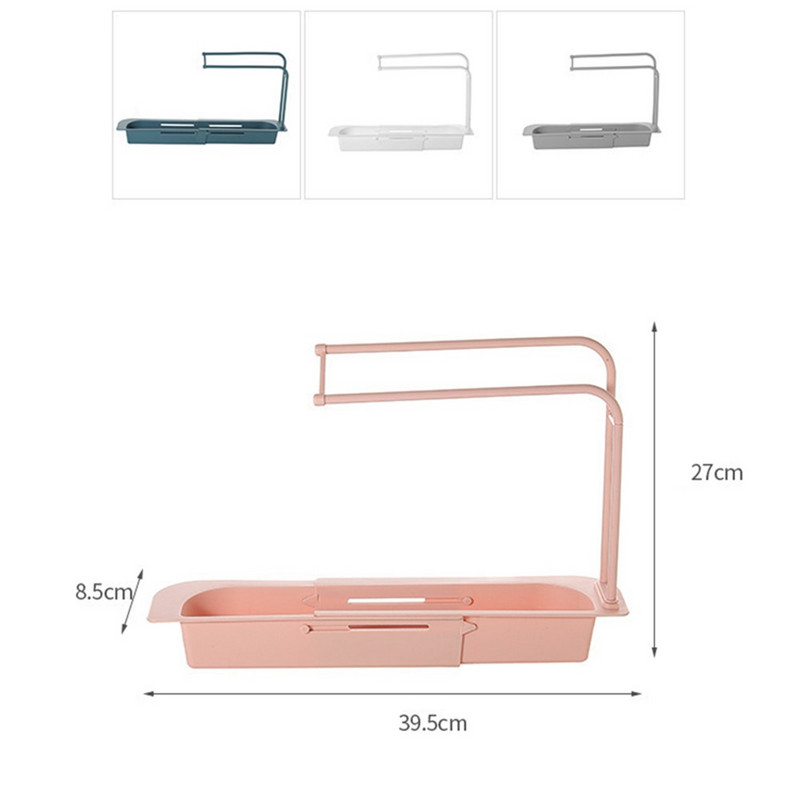 Jauns teleskopiskais izlietnes plaukts virtuves izlietnes organizators ziepju sūklis turētājs izlietnes notekas plaukts uzglabāšanas grozs virtuves sīkrīki aksesuāri