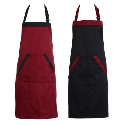 Черна червена унисекс кухненска престилка за кетъринг с 2 джоба Едноцветни полиестерни водоустойчиви престилки