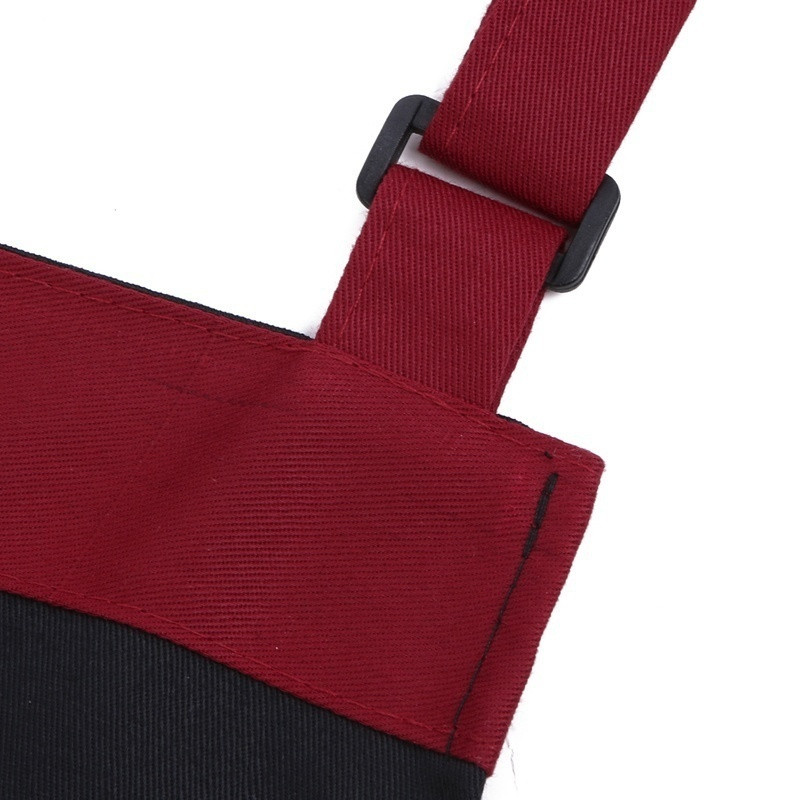 Fekete, piros, unisex séf konyhai étkezési kötény 2 zsebes egyszínű poliészter vízálló köténnyel