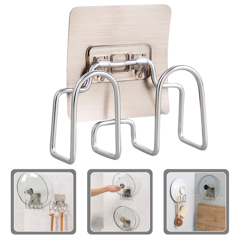 Οικιακή κρεμάστρα καπακιού Βάσεις από ανοξείδωτο ατσάλι Επιτοίχιο Organizer κατσαρόλας Βολικό