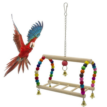 67JE Finch Canary Cage Perch Stand Swing Parrot Swing Висяща играчка Играчка за катерене за папагал Корела
