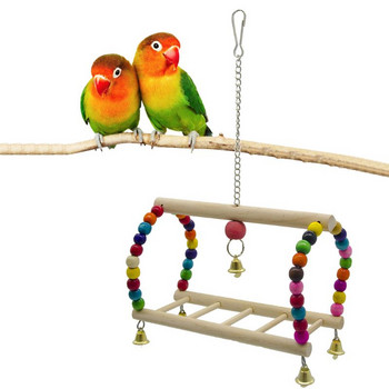 67JE Finch Canary Cage Perch Stand Swing Parrot Swing Висяща играчка Играчка за катерене за папагал Корела