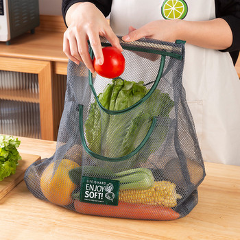Кухненска висяща мрежеста чанта за многократна употреба Домашна мрежеста чанта за съхранение на плодове и зеленчуци за джинджифил, чесън, картофи, лук