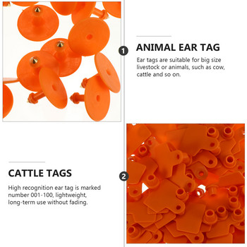 100 τμχ Κενές Ετικέτες αυτιών για κατσίκες Πρόβατα Γουρούνια Αγελάδες Βοοειδή Μοσχάρι Ζώο Κενό αυτί Κίτρινο