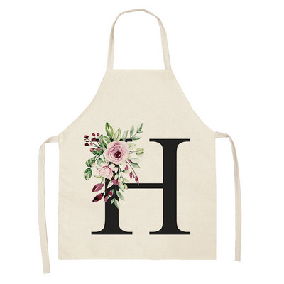 Ziedu burtu alfabēta raksts virtuves priekšauts sievietei bez piedurknēm kokvilnas lina priekšauti Ēdienu gatavošanai mājas tīrīšanas rīki 55*68cm