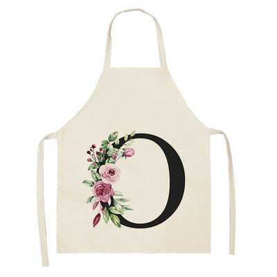 Ziedu burtu alfabēta raksts virtuves priekšauts sievietei bez piedurknēm kokvilnas lina priekšauti Ēdienu gatavošanai mājas tīrīšanas rīki 55*68cm