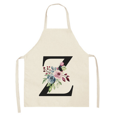 Ziedu burtu alfabēta raksts virtuves priekšauts sievietei bez piedurknēm kokvilnas lina priekšauti Ēdienu gatavošanai mājas tīrīšanas rīki 55*68cm