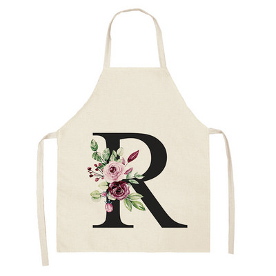 Ziedu burtu alfabēta raksts virtuves priekšauts sievietei bez piedurknēm kokvilnas lina priekšauti Ēdienu gatavošanai mājas tīrīšanas rīki 55*68cm