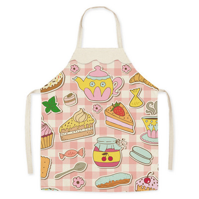 Λινή Ποδιά Εργασίας Καλοκαιρινό Πορτοκαλί Λεμόνι Μοτίβο Φρούτων Ενήλικος Γονέας-Παιδί Αμάνικη Ποδιά Κουζίνας Αξεσουάρ Μαγειρικής Μαντίλ