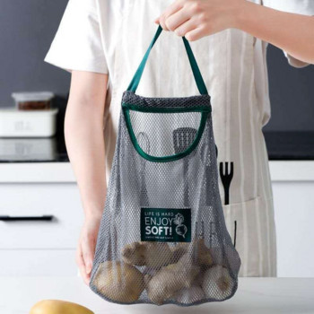 Преносими чанти за хранителни стоки за многократна употреба Миеща се мрежеста чанта Мрежеста чанта за пазаруване на плодове и зеленчуци Връвни висящи чанти Кухненски органайзер Дамска чанта