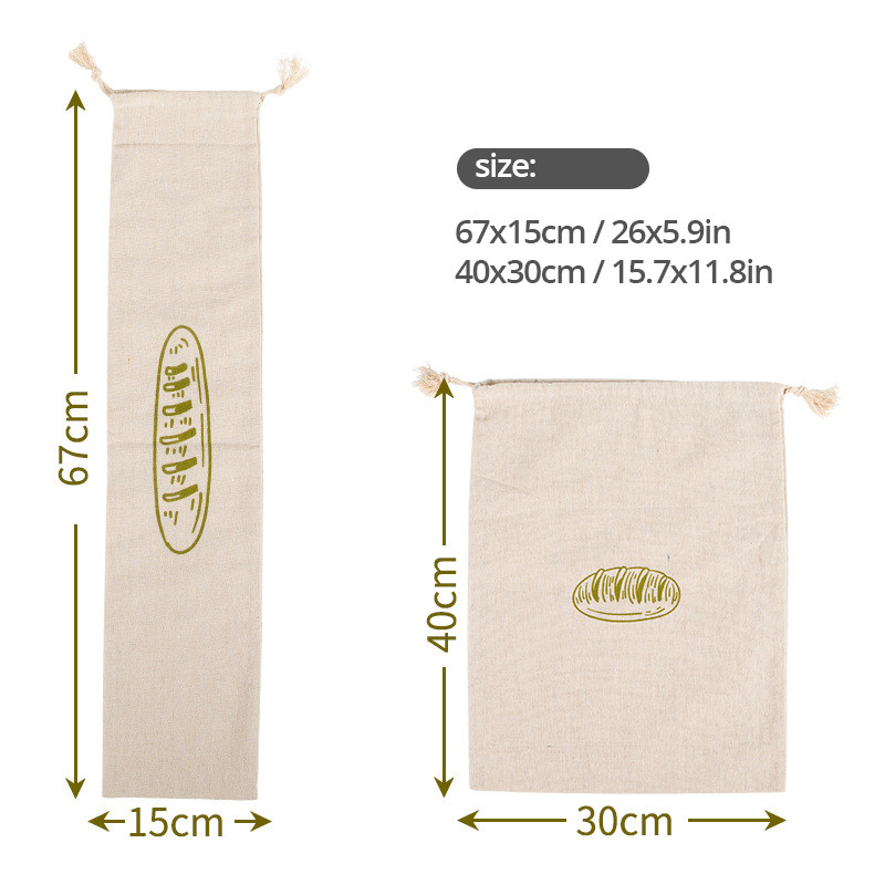 Lina maizes maisiņi Atkārtoti lietojami maisiņi maizei, aukliņu maisiņiem Pašdarināts amatnieku maizes uzglabāšanas maisiņš Baguette maisiņš Pārtikas uzglabāšanas konteineri