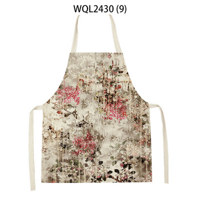Sorțuri cu peisaj cu flori pentru femei Savete de in șorț pentru curățarea gospodăriei acasă, bucătari, șorț pentru copt pentru gătit pentru copii