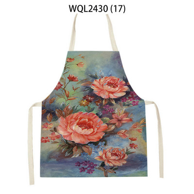 Sorțuri cu peisaj cu flori pentru femei Savete de in șorț pentru curățarea gospodăriei acasă, bucătari, șorț pentru copt pentru gătit pentru copii