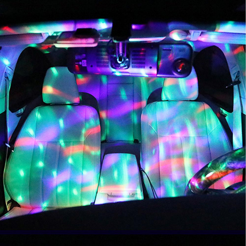 Automobilio USB Ambient Light DJ RGB Mini Spalvinga Muzika Garsas LED Apple 5V Sąsaja Šventės Vakarėlio Atmosferos Vidaus Kupolo bagažinės lempa