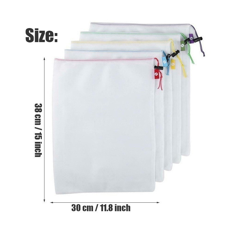 5 vnt Vaisių ir daržovių laikymo maišeliai Plaunami daugkartinio naudojimo tinkliniai maišeliai virtuvės maisto organizatorius žaislai bakalėjos sandėliavimo pakavimo maišelis