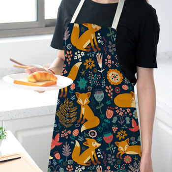 Fox Aprons Unisex Dinner Party Linen Nordic Cooking Bib Funny Pinafore Ποδιές Καθαρισμού Αξεσουάρ σπιτιού