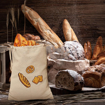 Ленена чанта за хляб Многократна памучна чанта за съхранение на шнурове за домашно приготвен хляб ArtisanBread чанта за съхранение на хляб Ленена чанта за хляб ForBaguette