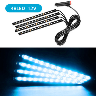 Interiorul mașinii 48 LED 4 în 1 sau 2 în 1 bandă Atmosferă Lumină ambientală decorativă Flexibil pentru 12-24V