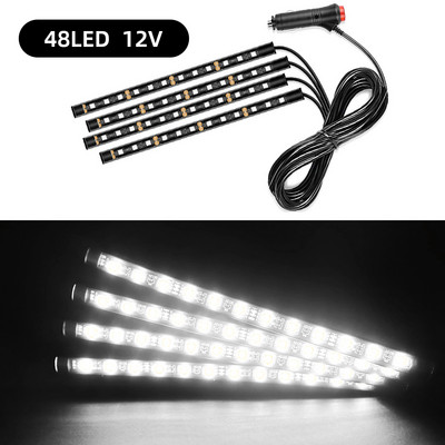 Interiorul mașinii 48 LED 4 în 1 sau 2 în 1 bandă Atmosferă Lumină ambientală decorativă Flexibil pentru 12-24V