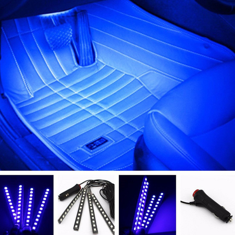 Interiorul mașinii 48 LED 4 în 1 sau 2 în 1 bandă Atmosferă Lumină ambientală decorativă Flexibil pentru 12-24V