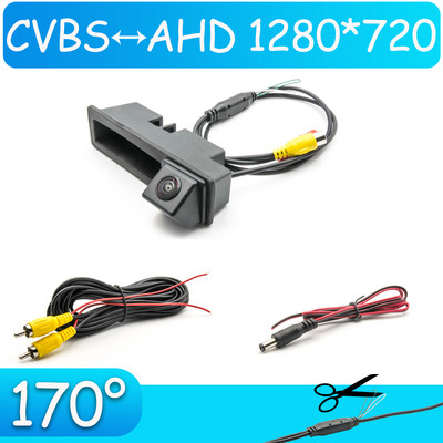 Cameră de vedere din spate CCD HD AHD Fisheye pentru Audi A3/S3/RS3 (8P) 2003 ~ 2012 Mâner portbagaj mașini Monitor parcare inversă Viziune nocturnă