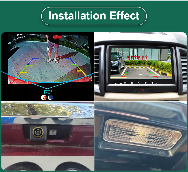 GreenYi 1080P HD 170° automašīnas ūdensnecaurlaidīga transportlīdzekļa plāksnes atpakaļskata kamera Ford Focus hečbekam Fiesta Mondeo S-MAX 2008-2014