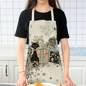 Карикатура Животински стил Сладък модел на котка Кухненска престилка за жени Лигавници Почистване на домакинството Pinafore Престилки за домашно готвене Престилка на готвача