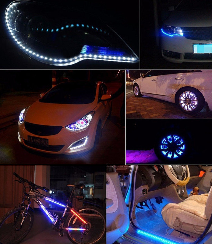4 buc. 30 cm 15 LED-uri Camioane pentru mașini Grătar cu motor Flexibil 6 culori Benzi luminoase impermeabile pentru mașină Motociclete Lumini moale decorative 12V