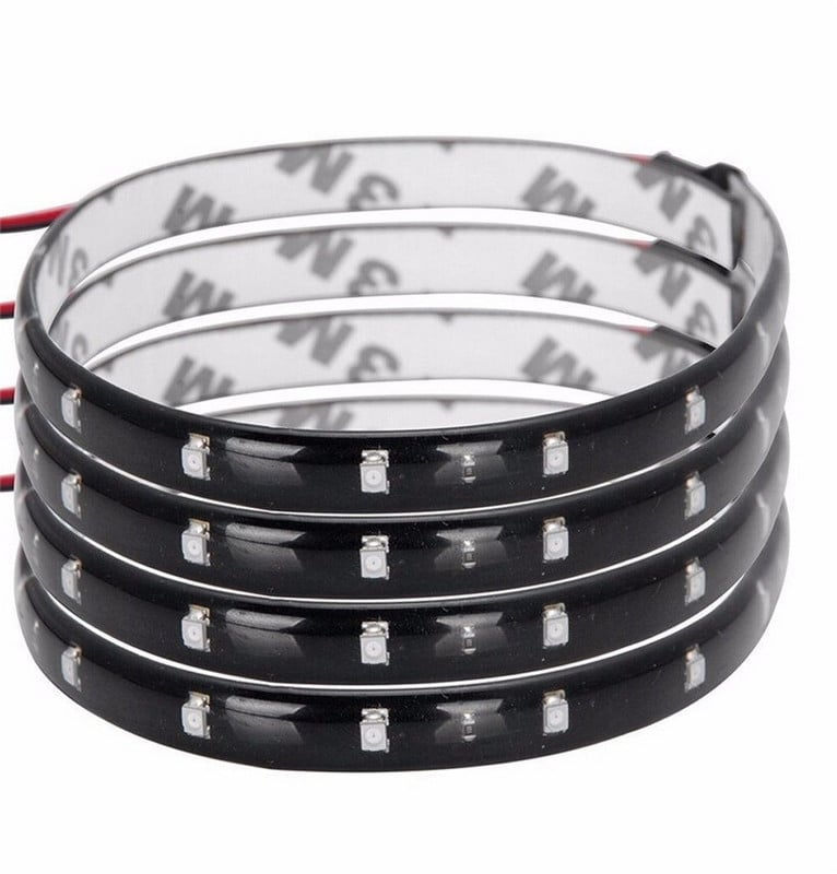 4 buc. 30 cm 15 LED-uri Camioane pentru mașini Grătar cu motor Flexibil 6 culori Benzi luminoase impermeabile pentru mașină Motociclete Lumini moale decorative 12V