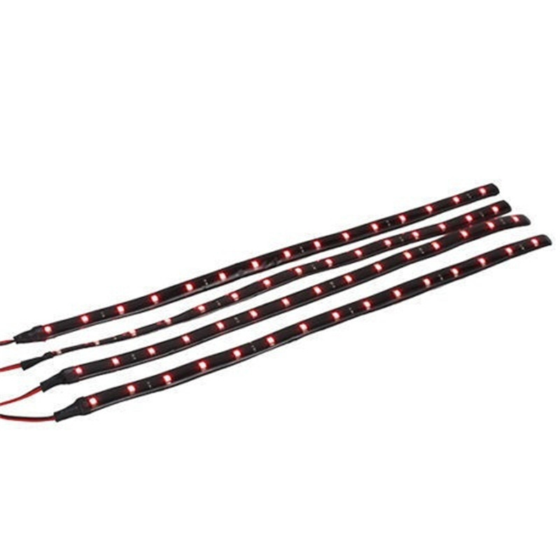 4 buc. 30 cm 15 LED-uri Camioane pentru mașini Grătar cu motor Flexibil 6 culori Benzi luminoase impermeabile pentru mașină Motociclete Lumini moale decorative 12V