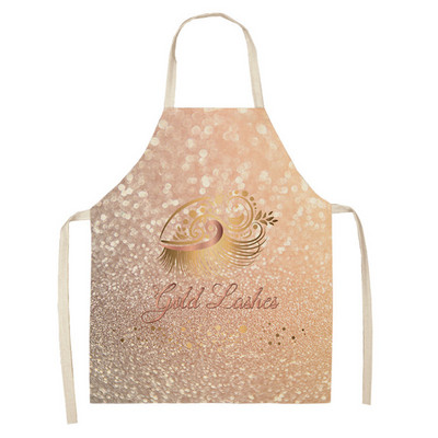 Színes szempilla nyomott konyhai kötény Rajzfilm Szülő-gyermek Ujjatlan pamut vászon kötények nőknek Tisztítóeszközök Kötény Mandil