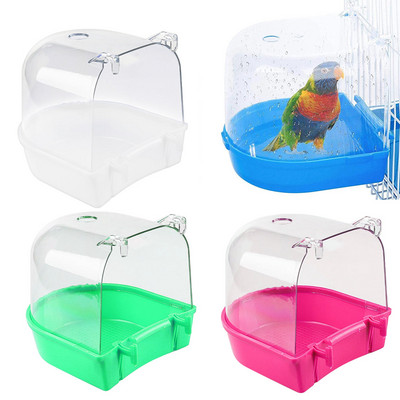 1Pcs Bird Bath Tub for Cage Parrot Anti-Slip Birdbath Shower Accessories Hanging Bird Cage Bathing Box for Little Bird Canary