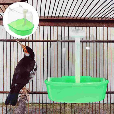 Bath Cage Bird Parrot Canary Bathing Tub Box Birds Covered Bathtub Budgie Dispenser Water Basin Accessories Feeder Finch Conure