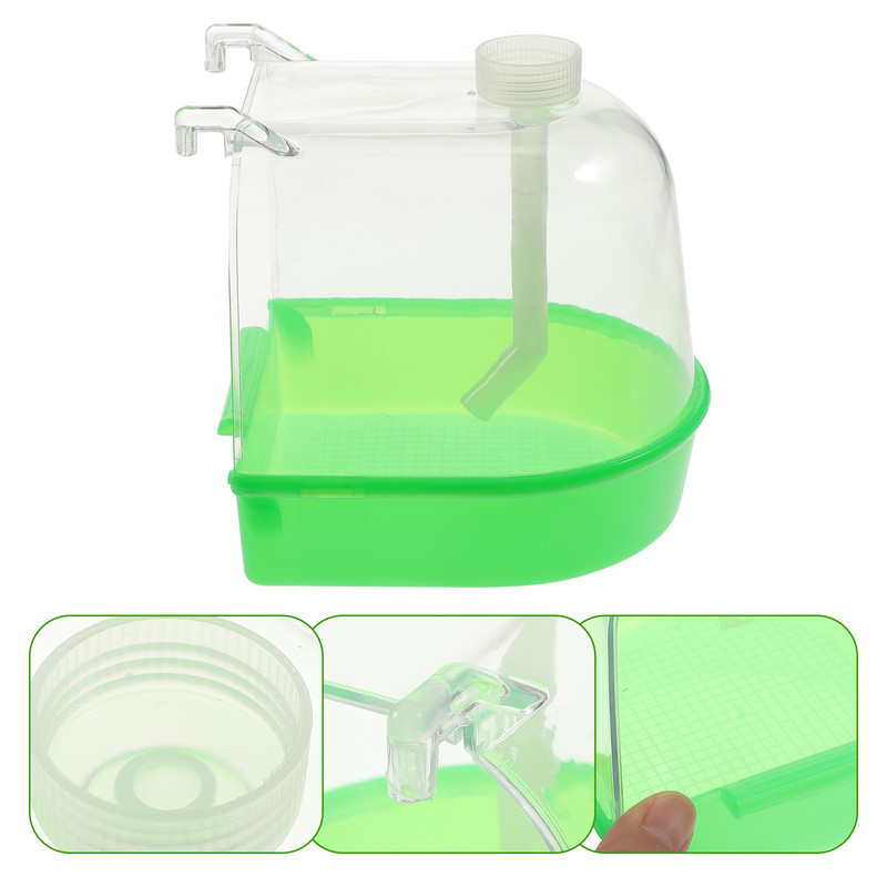 Bath Cage Bird Parrot Canary Bathing Tub Box Birds Covered Bathtub Budgie Dispenser Αξεσουάρ λεκάνης νερού Τροφοδότης Finch Conure