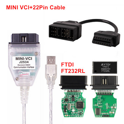 MINI VCI V18.00.008 Cel mai recent suportă cel mai nou an de mașină FTDI FT232RL RQ Chip OBD SAEJ2534 pentru Toyota/Lexus MINI-VCI TIS Techstream