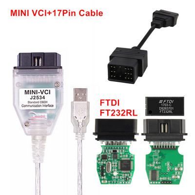 MINI VCI V18.00.008 Cel mai recent suportă cel mai nou an de mașină FTDI FT232RL RQ Chip OBD SAEJ2534 pentru Toyota/Lexus MINI-VCI TIS Techstream