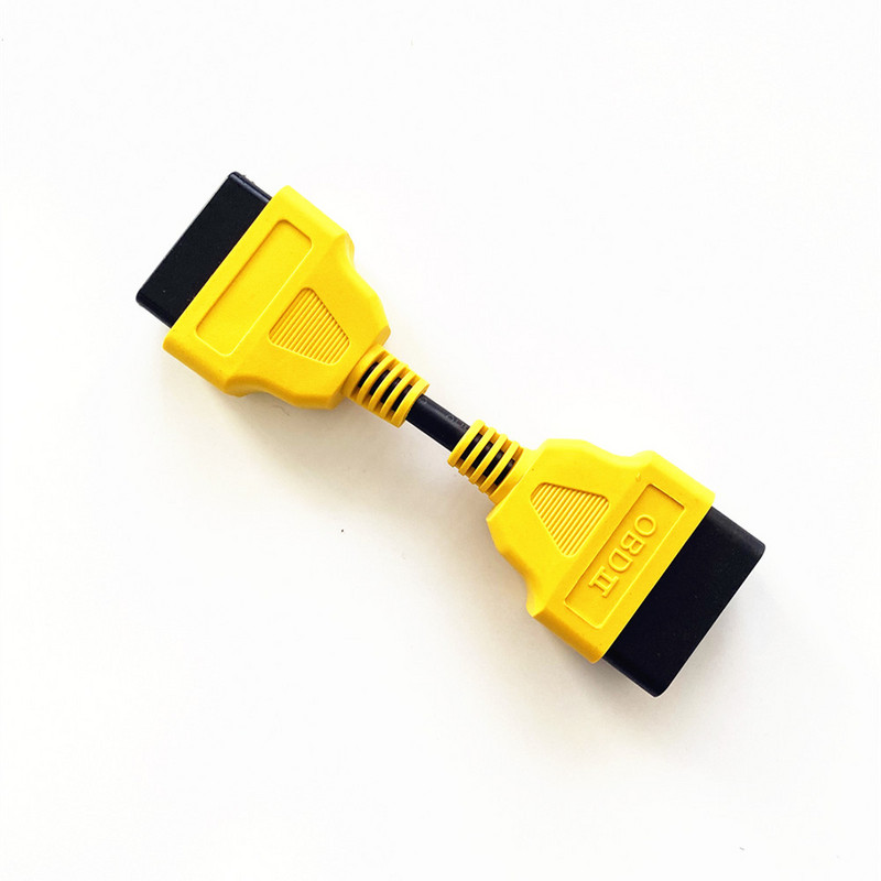Жълт 13cm / 30cm obd2 кабел мъжки към женски щепсел удължителен проводник, подходящ за всички OBD2 OBD интерфейс конектор за удължителен кабел