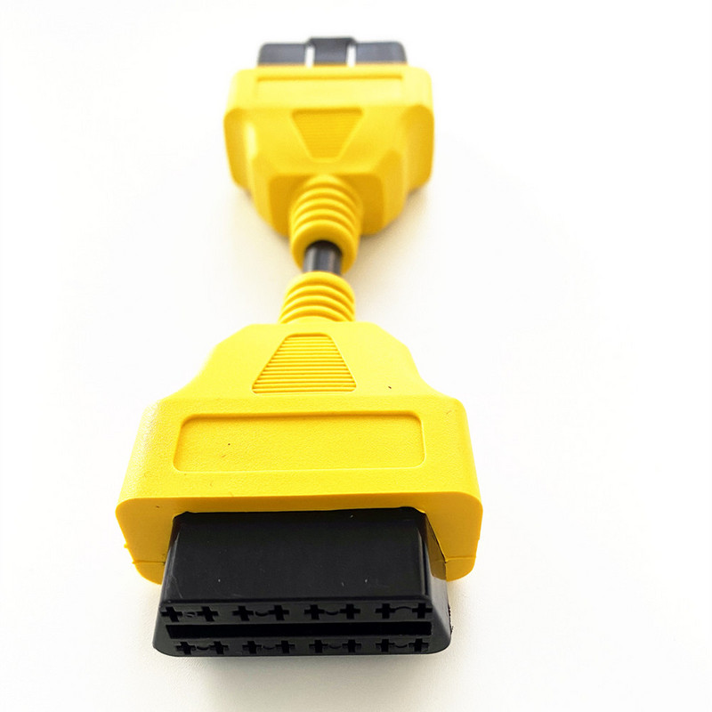 Жълт 13cm / 30cm obd2 кабел мъжки към женски щепсел удължителен проводник, подходящ за всички OBD2 OBD интерфейс конектор за удължителен кабел