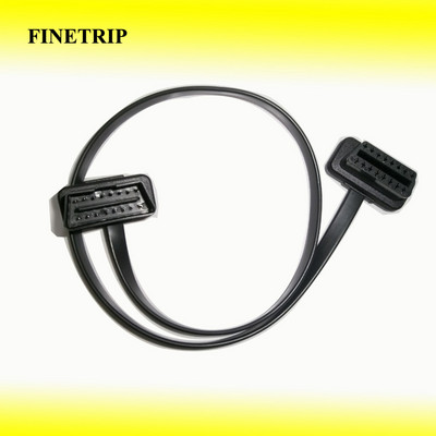 30cm/60cm/1m Wholesale Flat+Thin As Noodle ELM327 Male To Female Elbow Car Connector Adapter 16 Pin OBD2 Extension Cable