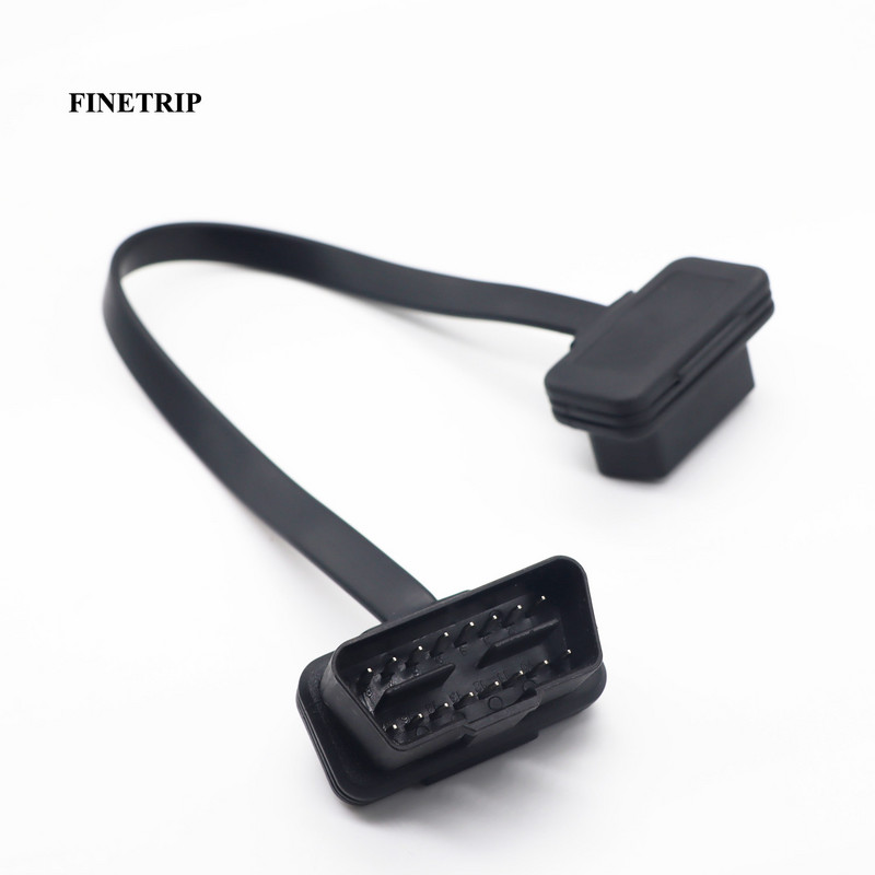 30 cm / 60 cm / 1 m didmeninis plokščias + plonas kaip makaronai ELM327 nuo vyriškos iki moteriškos alkūnės automobilio jungties adapteris 16 kontaktų OBD2 ilgintuvas